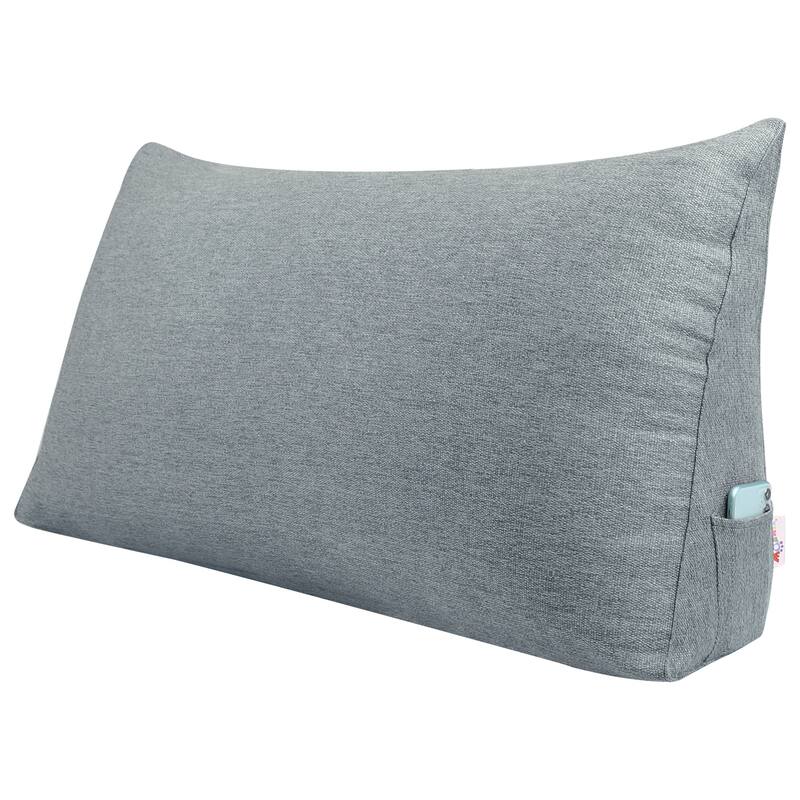 Bed Rest Reading Wedge Pillow Alternative Headboard Back Support - Full - Grey
