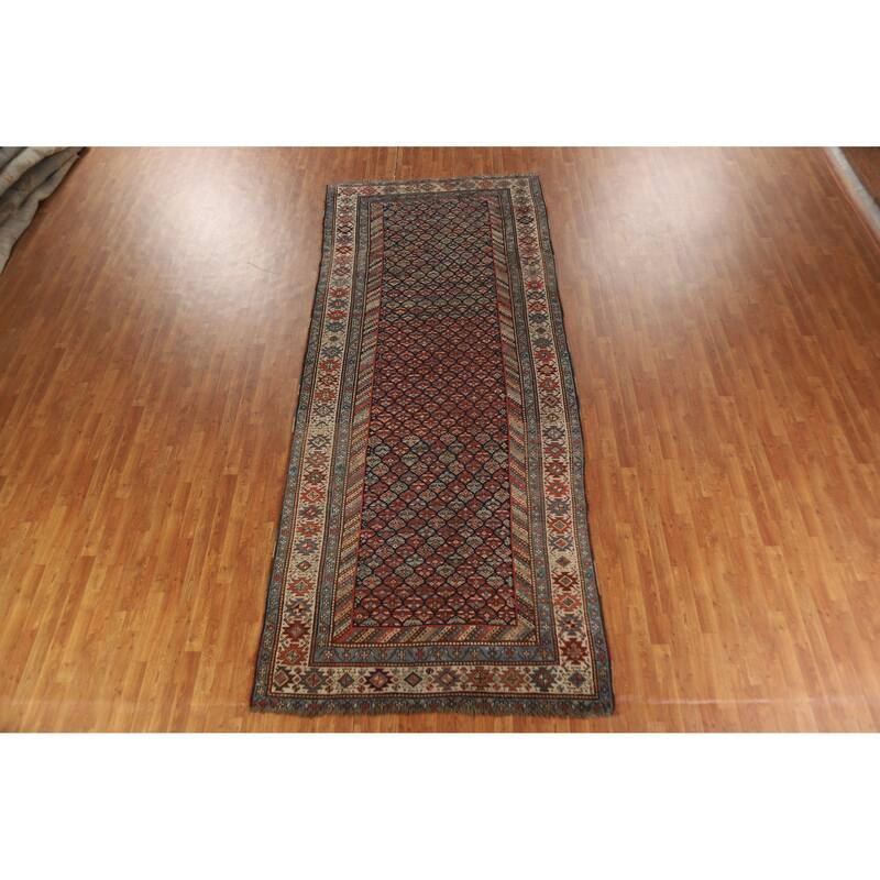 Pre-1900 Antique Vegetable Dye Kazak Area Rug Handmade Wool Carpet - 5'5" x 13'4"