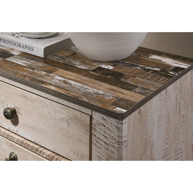 Imerland Contemporary Patched Wood Top 3-Drawer Nightstand