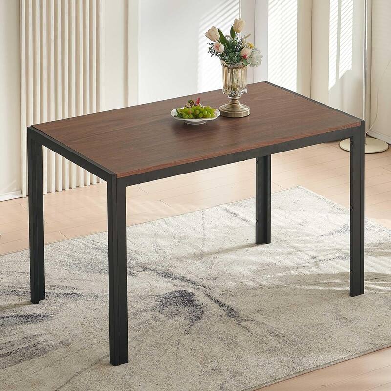 Howtai 47" Rectangular Home Kitchen Dining Table with Metal Legs - Walnut