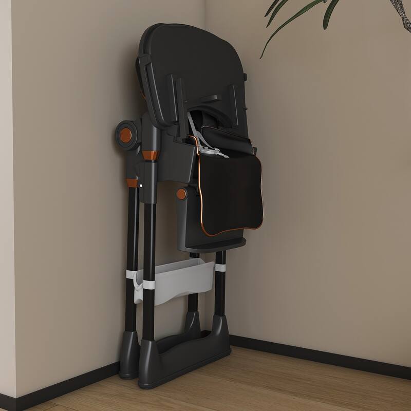 Adjustable Foldable Baby High Chair with Tray and Wheels for 0 6 Years
