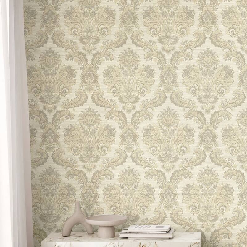 Galerie Wallcoverings Ornamenta Collection Floral Damask Matte Finish Vinyl on Non-woven Wallpaper Roll