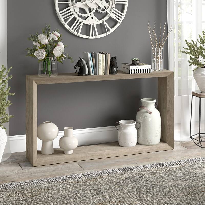 Osmond 55" Wide Rectangular Console Table - Antiqued Gray Oak