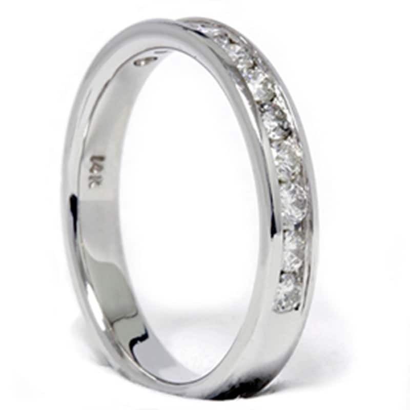 1/2ct White Gold Diamond Wedding Guard Ring Band