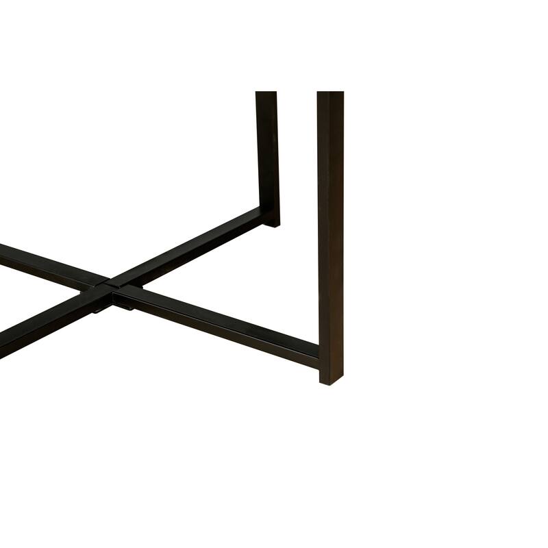 Roomfitters 30 Inch Octagonal Coffee Table, Farmhouse Wood Center Table with Metal Cross Legs for Living Room