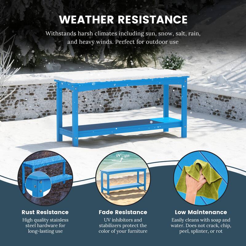 Laguna Hdpe All Weather Outdoor Patio Two Shelf Table