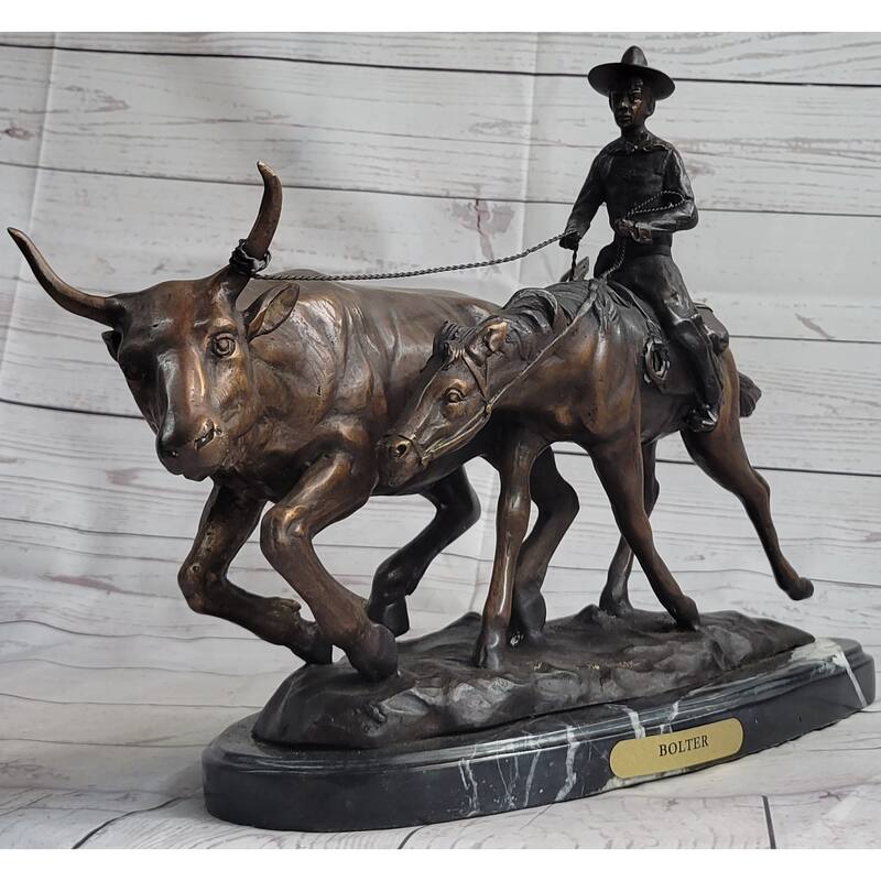 Frederic Remington Bolter Western Cowboy Cattle Drive Bronze Statue Sculpture 13 Inches X 17 Inches