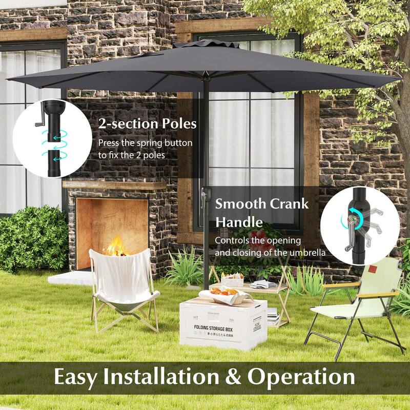 12FT Patio Umbrella Outdoor Table Umbrella w/ Crank Handle