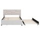 preview thumbnail 7 of 8, Full Upholstered Platform Bed with Trundle and 2 Drawers, Solid Wood Bedframe w/Brick Pattern Headboard, Save Space Design