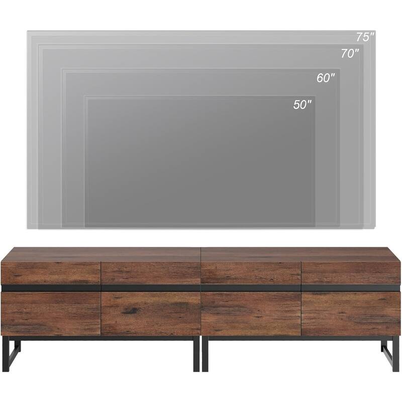 WAMPAT Modern TV Stand and Coffee Table Set of 2, Brown