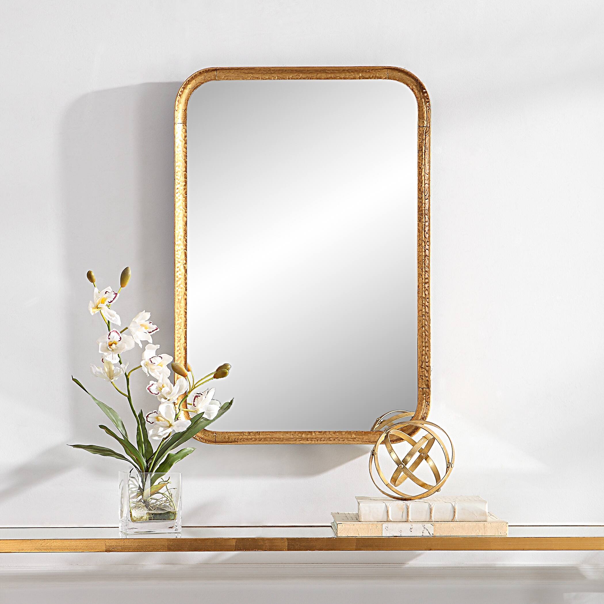 20 x 30 in. Gold Rectangular Mirror with Radius Corners 20" W x 30" H x 1.5" D On Sale Bed