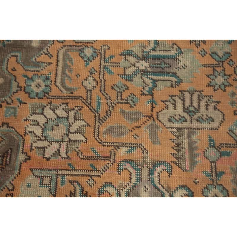 Hand Knotted Oriental 100% Wool Carpet Traditional Floral Oranges & Rust Tabriz Area Rug - 9' 5'' X 6' 5''