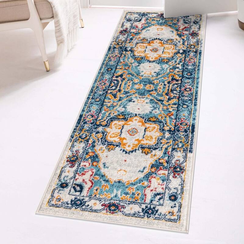 Transitional Anavine Collection Area Rug - 2'x6' - Teal