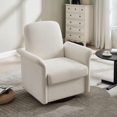 Swivel Accent Chair Modern Barrel Armchair with Wood Base