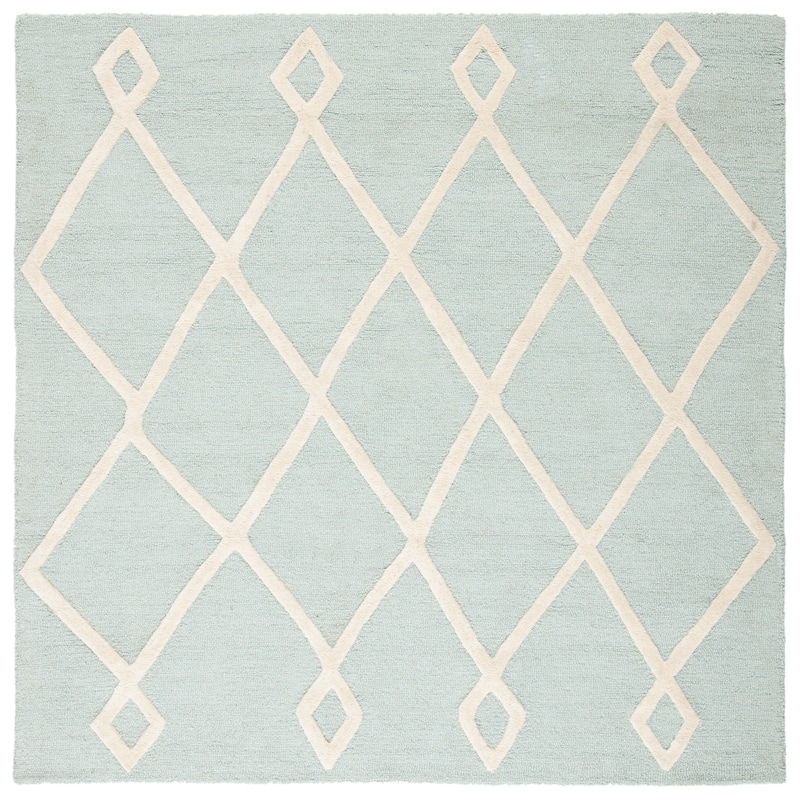 SAFAVIEH Handmade Kids Shyanne Wool Rug - 5' Square - Mint/Ivory