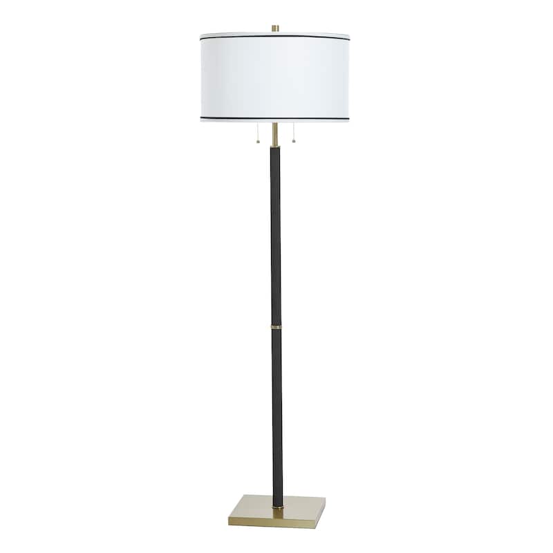 Dann Foley Lifestyle Floor Lamp - Black Shagreen - White & Black Shade