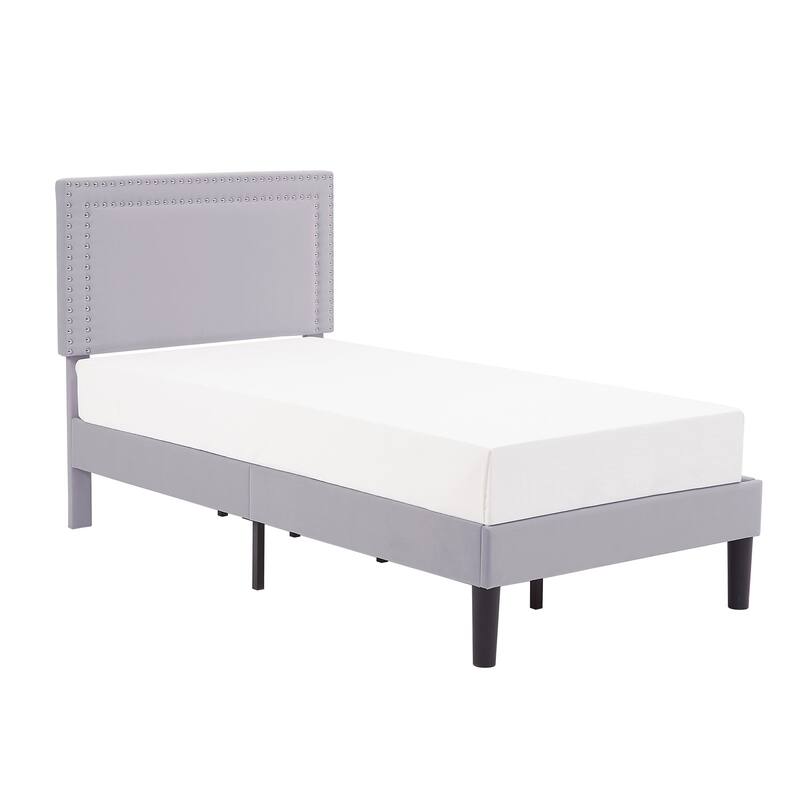 VECELO Upholstered Bed Frames with Height Adjustable Headboard