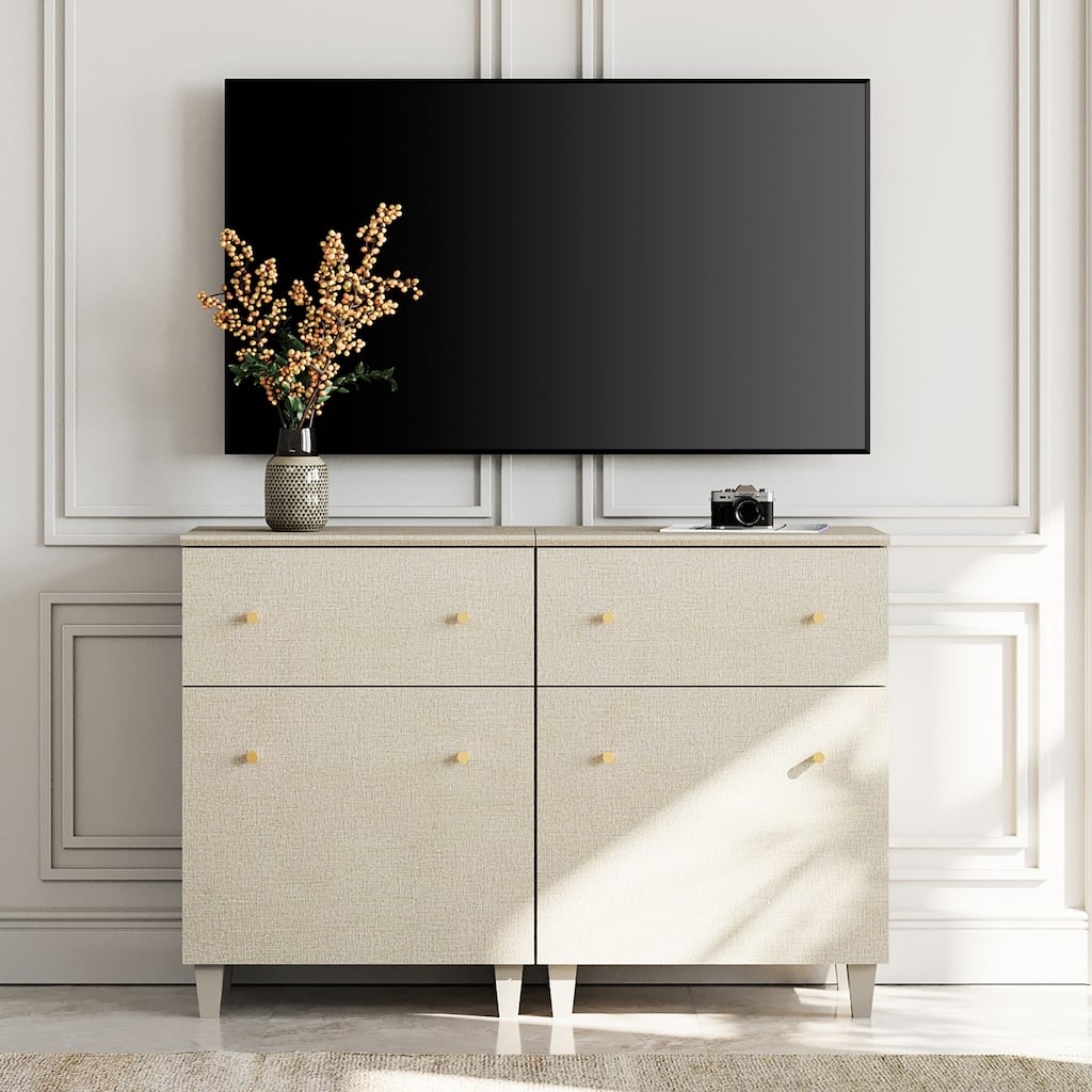 WAMPAT Modern TV Cabinet Stand with Drawers and Door