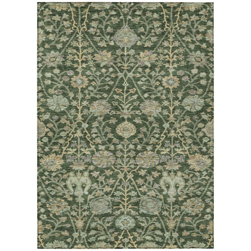 Machine Washable Indoor/ Outdoor Traditional Kashan Chantille Rug