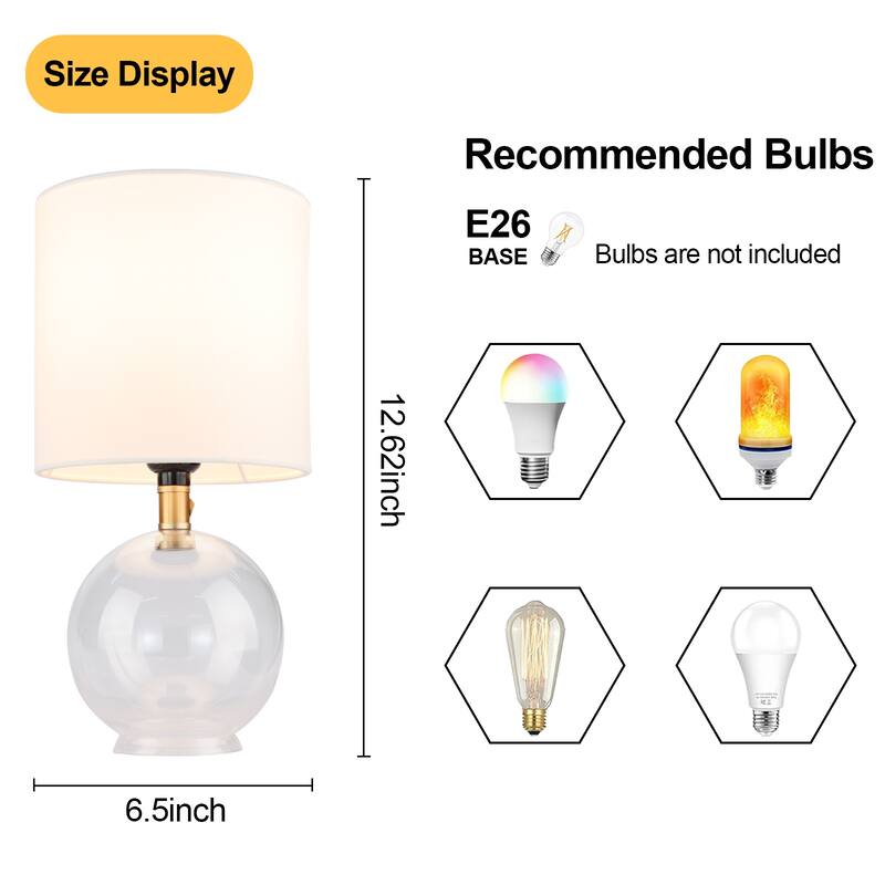1-light Small Drum Table Lamp with Glass Base