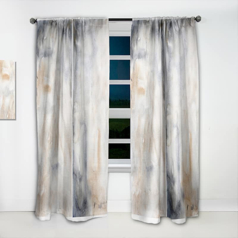Designart 'Paste; Abstract With Dark Blue and Beige' Modern Curtain Single Panel