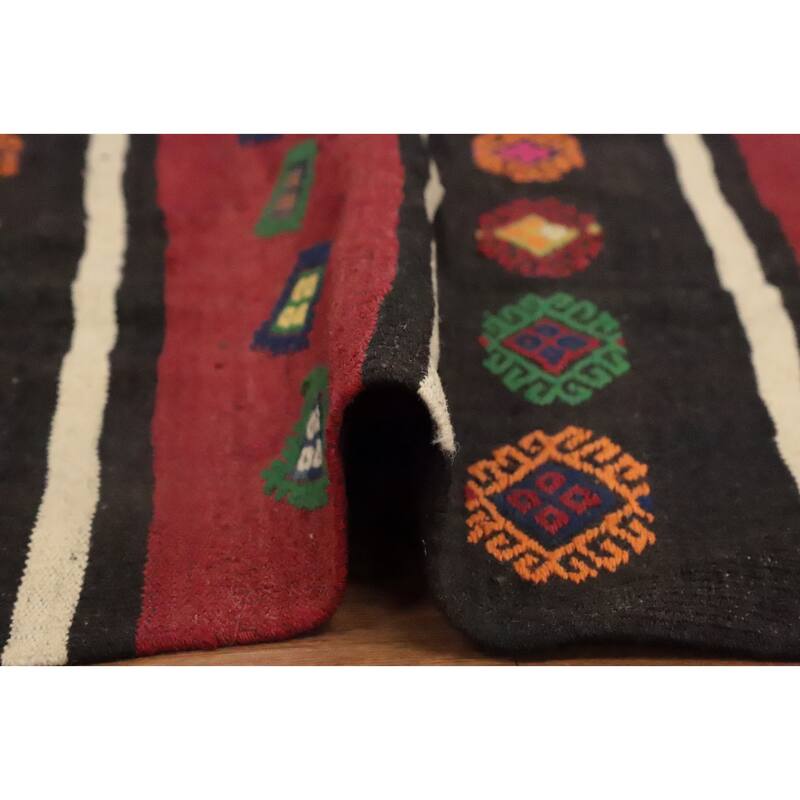 Hand Woven Oriental 100% Wool Carpet Southwestern Tribal Multi-Colored Kilim Area Rug - 10' 2'' X 5' 5''