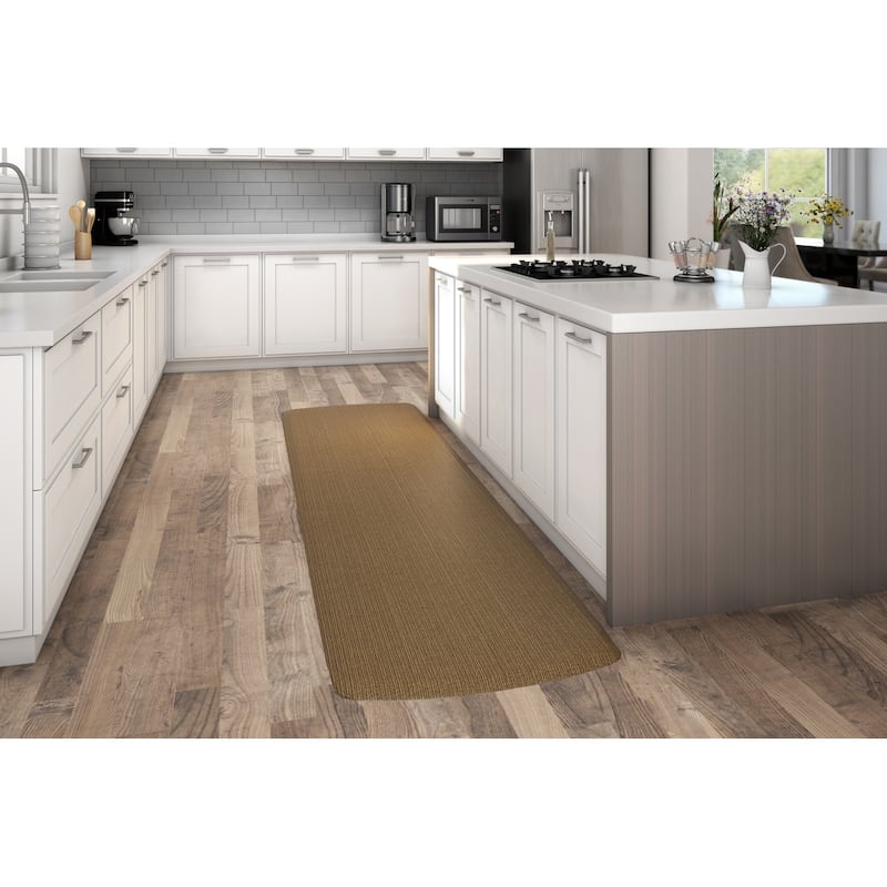 Designer Comfort Grasscloth Anti-Fatigue Kitchen Mat - 2'6" x 9' - Khaki