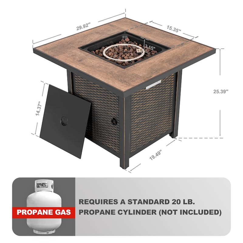 30 in. Outdoor Fire Pit 50,000 BTU Propane Gas Fire Pit Table