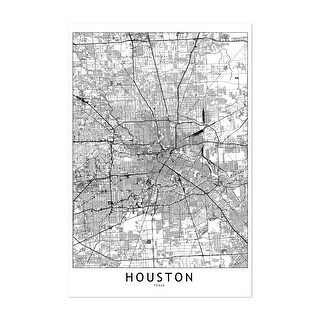 Houston Houston White Map Maps Black White Minimal Art Print/Poster ...