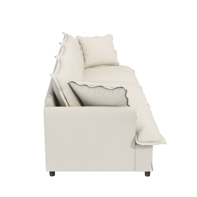DIY Free Combination Sofa Set with Throw Pillows, Chenille Modular Sectional Sofa for Livingroom Upholstered Cloud Couch