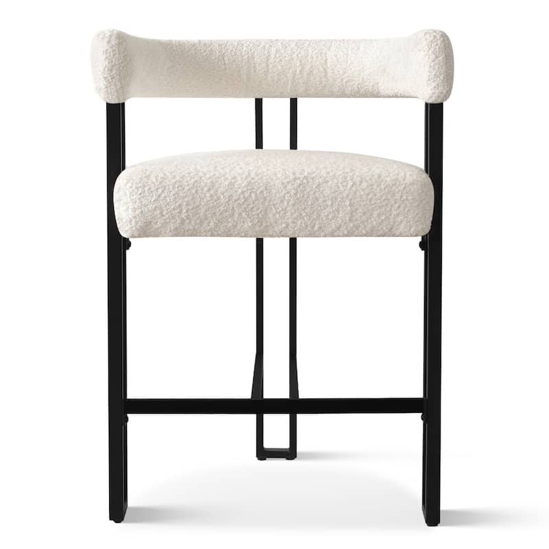 Boucle Upholstered Counter Stool with Arms(Set of 2)