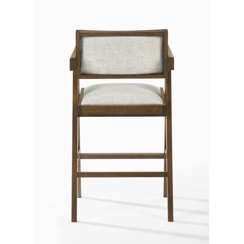 Modrest Fern Modern Walnut and Beige Bar Stool (Set of 2)