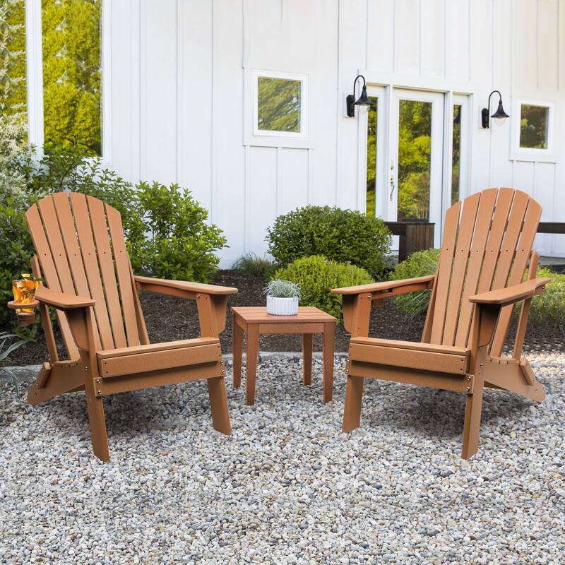 Vrakae Folding Adirondack Chair with Cup Holder Set of 2