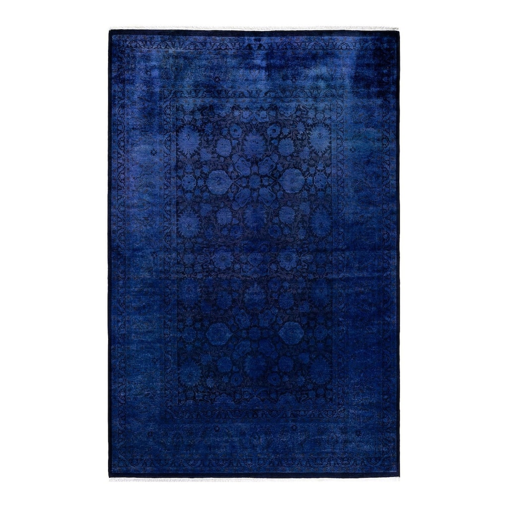 Fine Vibrance, One-of-a-Kind Hand-Knotted Area Rug - Purple, 6' 2" x 9' 5" - 6' 2" x 9' 5"