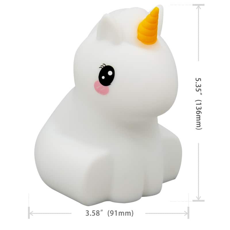 Vivzone Kids Silicone Tap Color Changing Animal LED Night Light - Unicorn