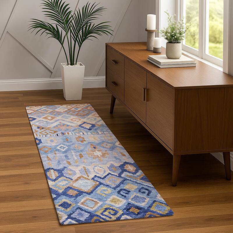 Machine Washable Indoor/ Outdoor Boho Moroccan Chantille Rug