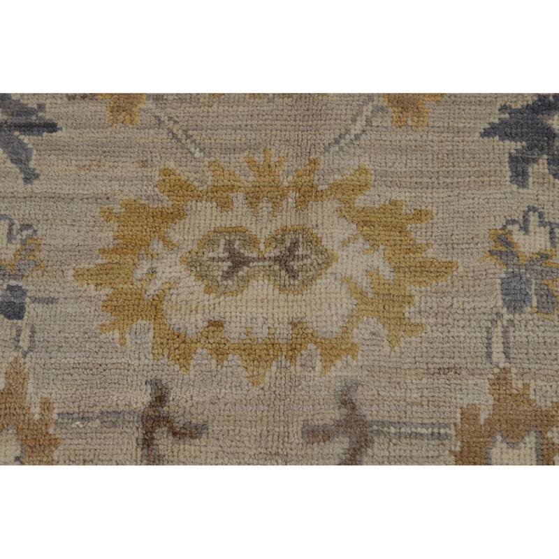 Vegetable Dye Oushak Turkish Area Rug Handmade Grey Wool Carpet - 5'9" x 9'2"