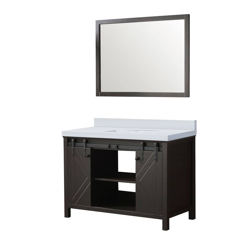 Marsyas 48 in W x 22 in D Brown Bath Vanity, Cultured Marble Countertop and 44 in Mirror