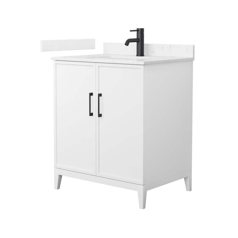 Wyndham Collection WCH717130S-VCA-UNSMXX Elan 30" Free Standing Single - White / Carrara Cultured Marble Top / Matte Black - Painted