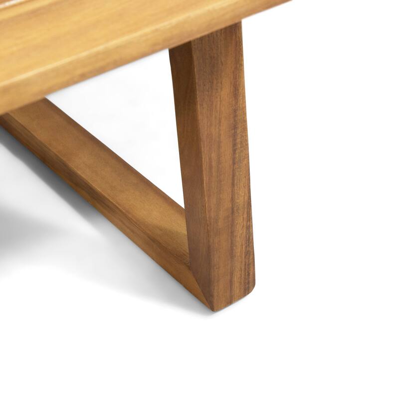 Roomfitters Belgian Outdoor Loveseat and Coffee Table Set, Modern Patio Furniture, Durable Acacia Wood Frame