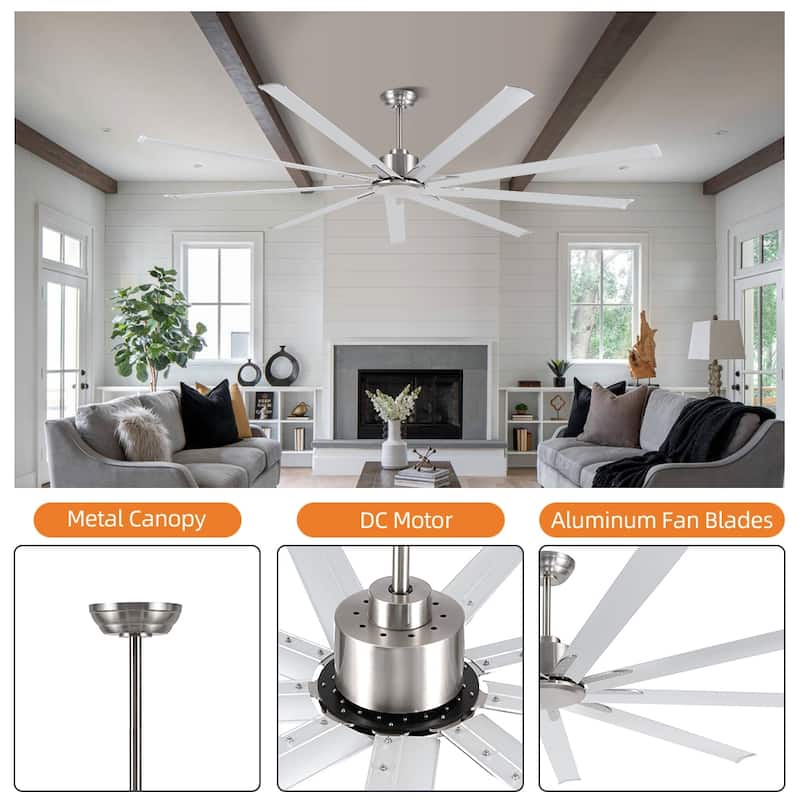 84 in. 96 in. 9 aluminium blades DC Motor Indoor Ceiling Fan & Remote
