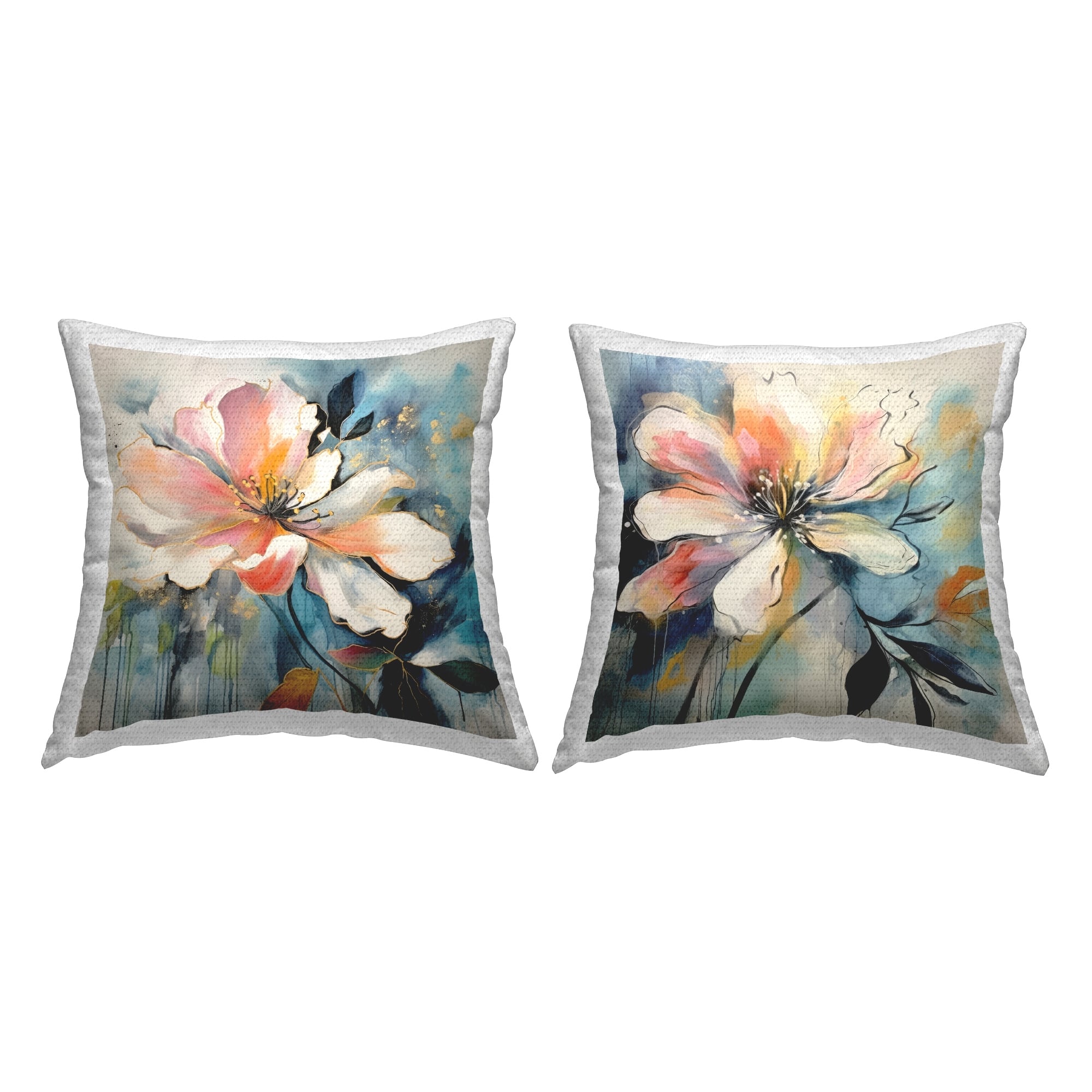 Stupell Flowers with Modern Drip Printed Outdoor Throw Pillow Design by Lazar Studio (Set of 2)