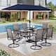 Option Taupe Non-Padded Chair w/ Navy Umbrella