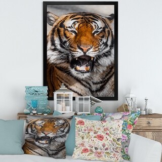Designart Portrait Of A Tigers Face I Traditional Framed Art Print