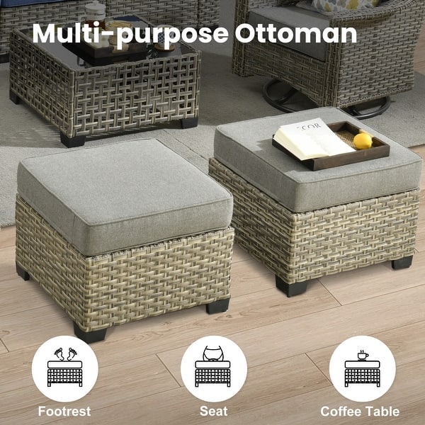 dimension image slide 3 of 8, XIZZI 8-Piece Patio Wicker Furniture Conversation Set with Coffee Table