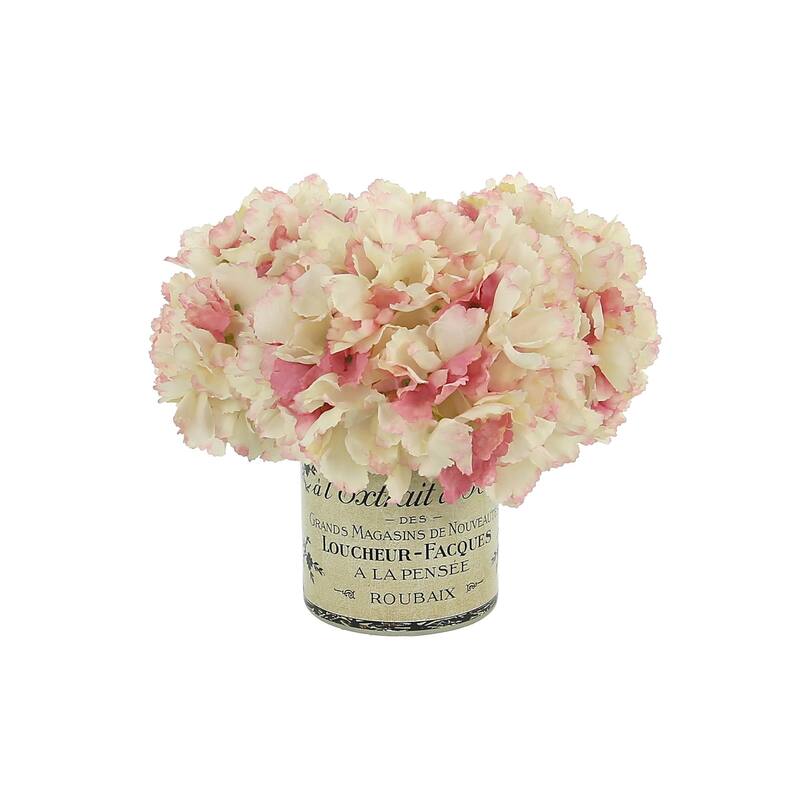 Hydrangea Arrangement in a Glass Vase - Pink, White