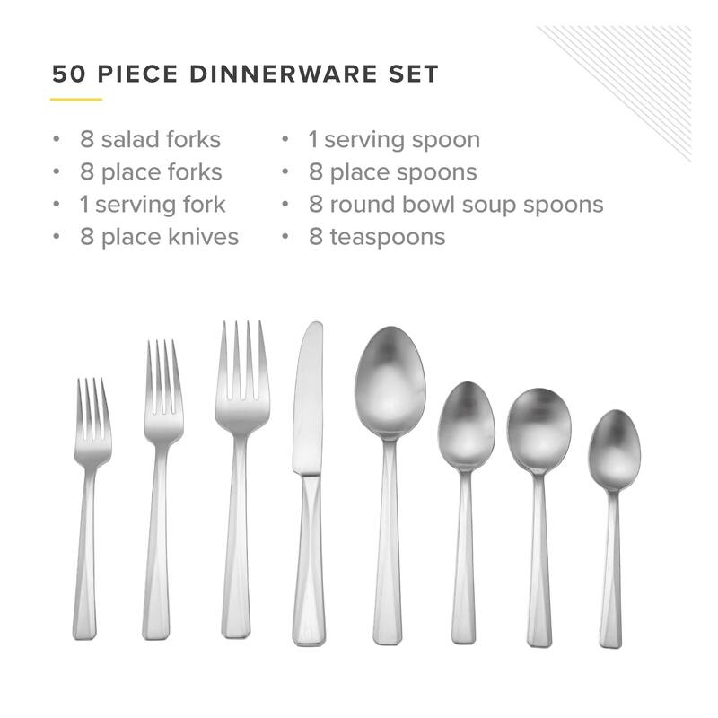 Table 12 50 Piece Flatware Set, Stainless Steel Kitchen Utensils Set