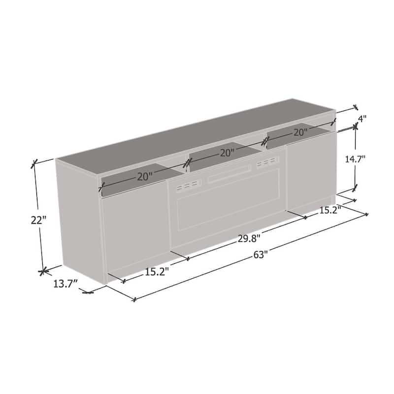 Reno WH05 Electric Fireplace Modern 63" TV Stand
