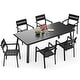 preview thumbnail 19 of 18, 7/9/11/13-Piece Set Outdoor Aluminum Dining Table with Umbrella Hole and Stackable Chairs Black - Set of 7