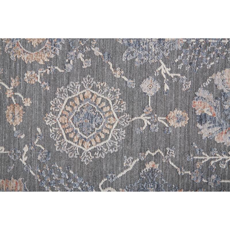 Sybil Transitional Oriental Style Rug, Charcoal/Biscuit Tan